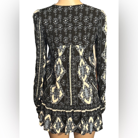 Free People Down By The Bay ~Size XS~ Long Sleeve Flowy Boho Tunic Peasant Dress - Picture 12 of 15